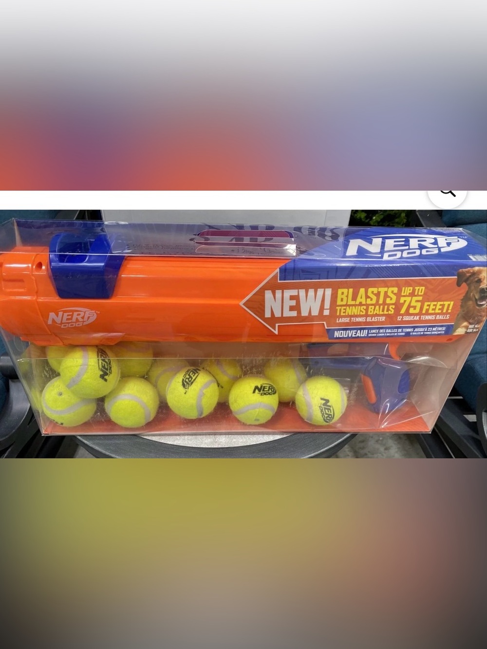 NERF Dog Toy Ball Launcher gift set with 12 Nerf Dog squeaky Tennis Balls NEW